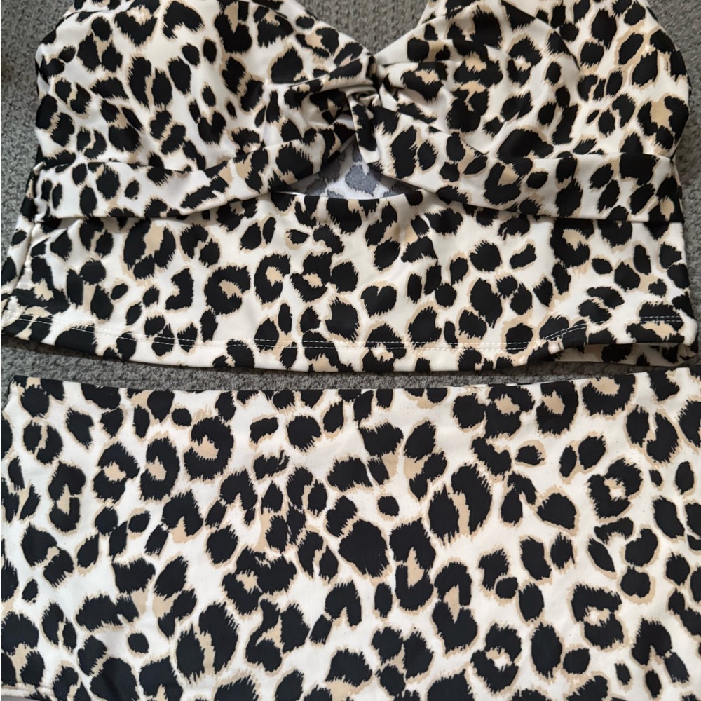 OLD NAVY Leopard Print Two-Piece Swim Set - Black & Cream
